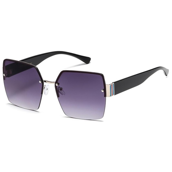 Aeliks Accessories - #128 Rimless Square Aviator Sunglasses - Lighter Lens with Black